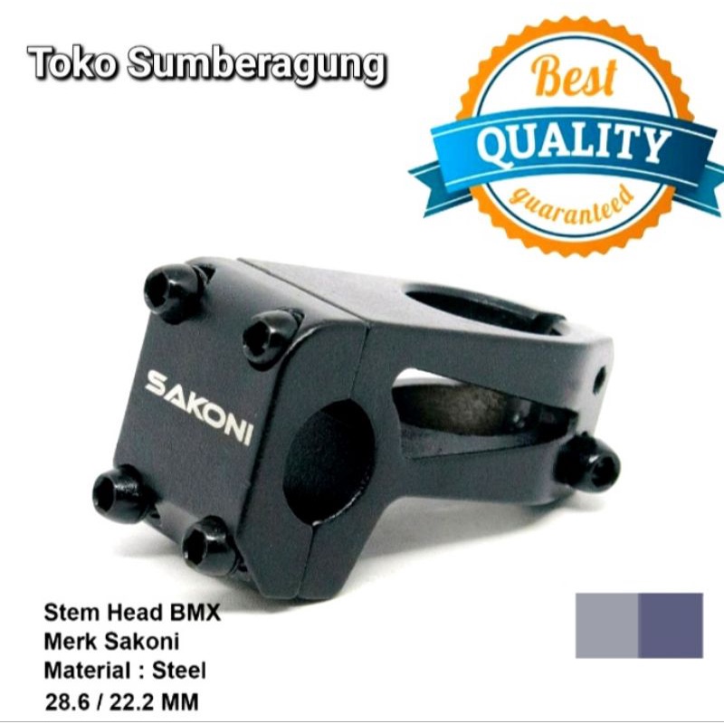 Stem Stang Stir Sepeda BMX 22.2 MM Steel Penjepit Tiang Stir Sepeda Merek Sakoni