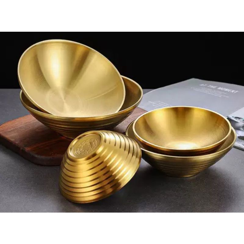 NEXXIO Mangkok Korea Gold SUS 304 / Mangkok Ramen Gold Stainless Steel Double Wall Anti Karat / Mangkok Ramen Japan warna Emas / MANGKOK STAINLESS 304 EMAS DOUBLE WALL GOLD RAMEN BOWL.