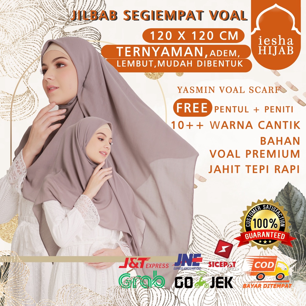 JILBAB SEGIEMPAT VOAL SOFT LILAC - JILBAB SEGEIMPAT BAHAN VOAL ADEM,NYAMAN,BANYAK WARNA.