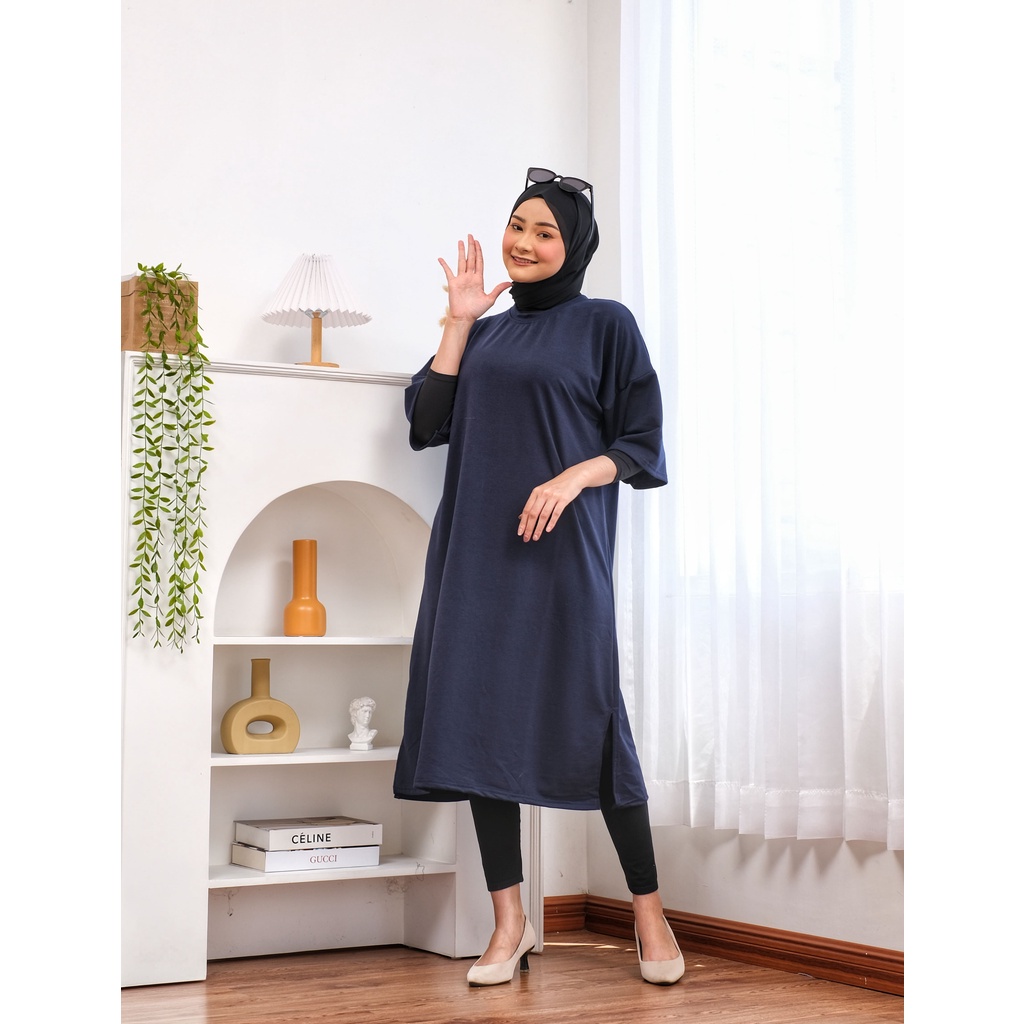 MIDI DRESS BUSUI FRIENDLY POLOS OVERSIZE KAOS Jumbo LONG TUNIK BASIC