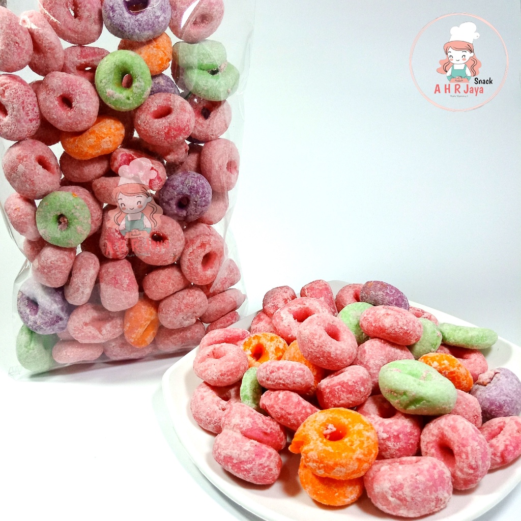 DONAT WARNA WARNI 1KG /DONAT PELANGI/CEMILAN KERING DONAT