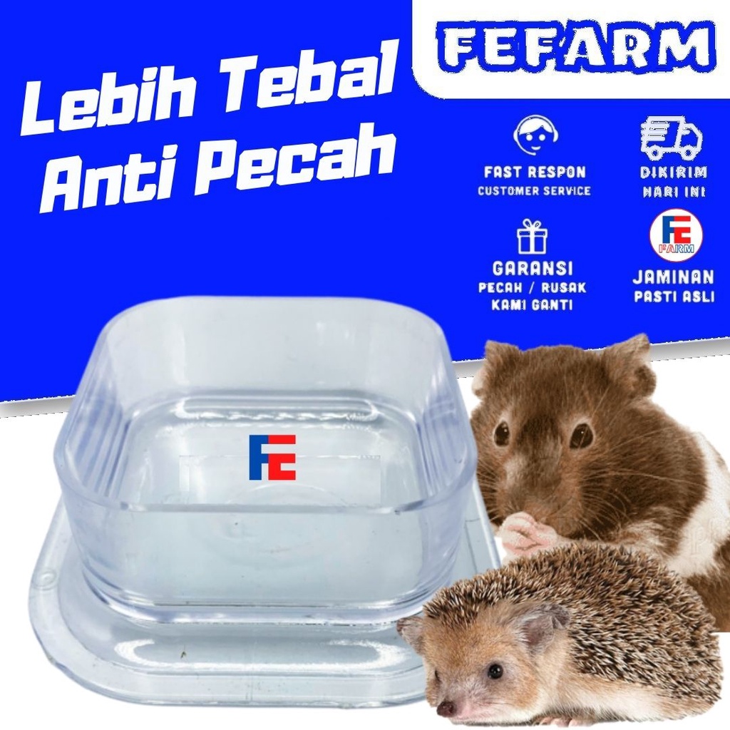 Tempat Makan Akrilik Transparant / Tempat Makan Hamster / Tempat Makan Landak Mini FEFARM