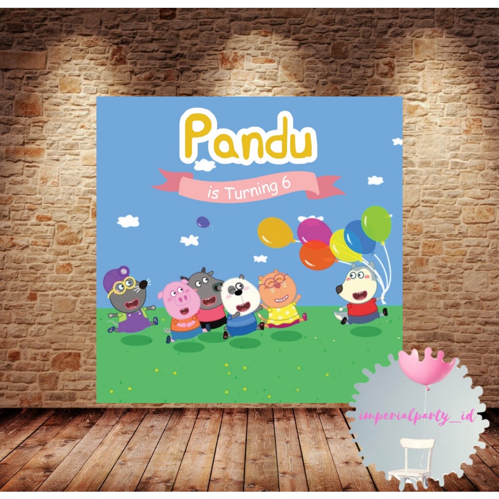 Custom Backdrop Banner Spanduk Happy Birthday Wolfoo
