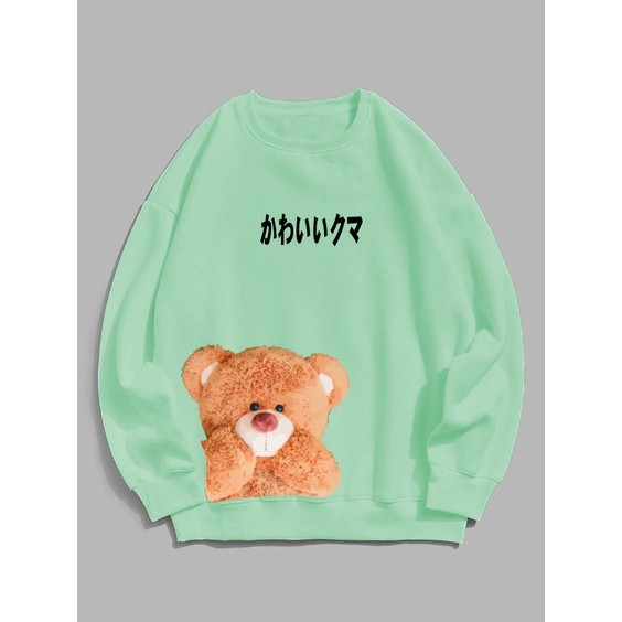 Sweater Wanita Coral Bear Crewneck wanita size M-XXL