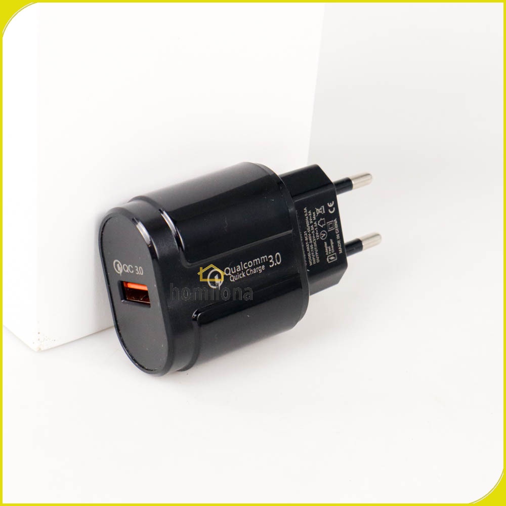 Charger USB 1 Port QC3.0 3A 18W EU Plug - OLAF BC21 - Black