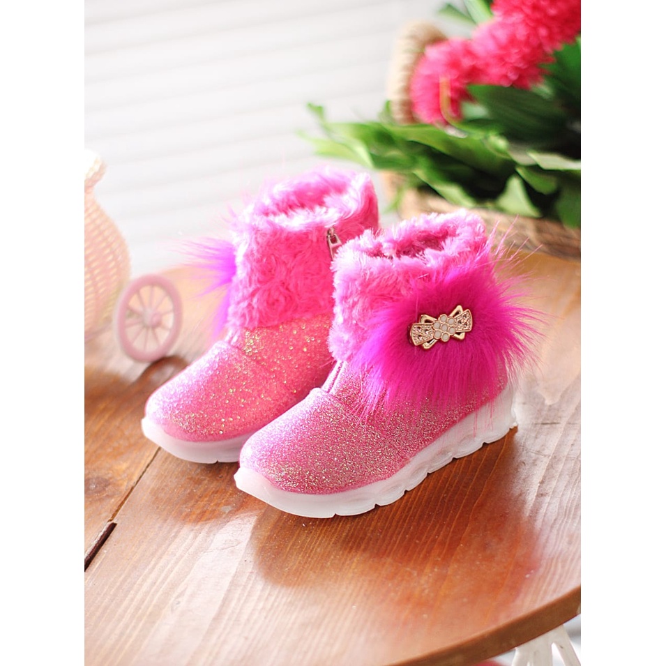 sepatu boot bulu anak perempuan - azqia shoes