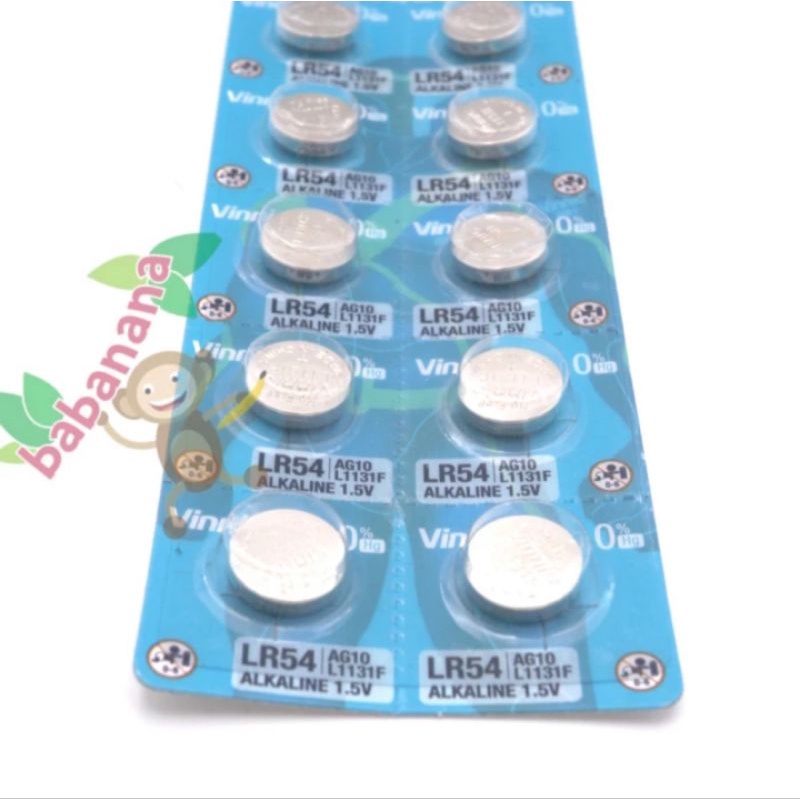 Baterai Vinnic LR54 L1131F AG10 battery kancing button remote jam