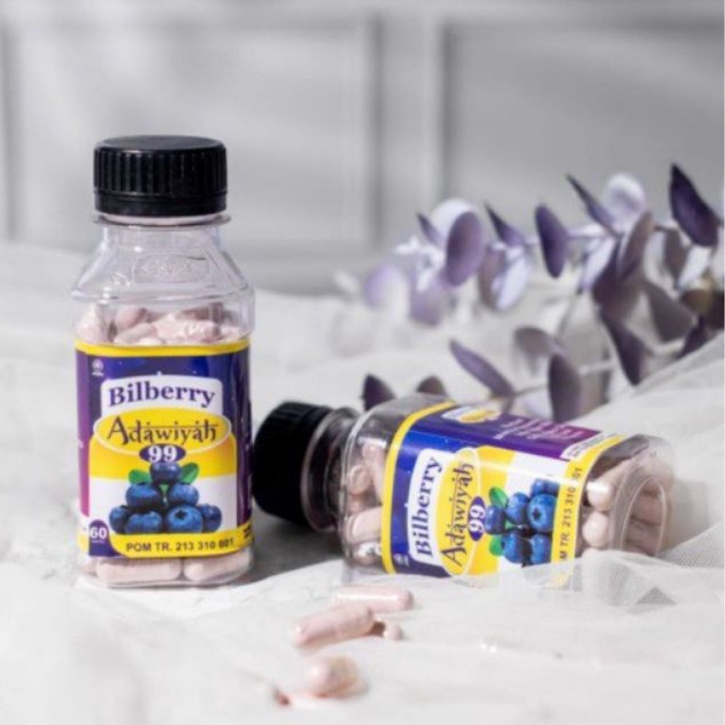 Kapsul Bilberry Adawiyah 99 Obat Herbal Suplemen Mata Rabun Minus Katarak Silinder | Kapsul Bilberi adwiyah Obat Sakit Mata Original BPOM