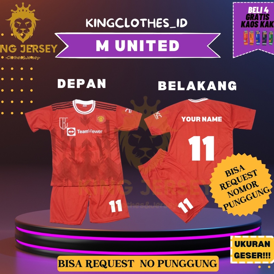 JERSEY BOLA ANAK MU BEBAS REQUEST NOMOR DAN NAMA