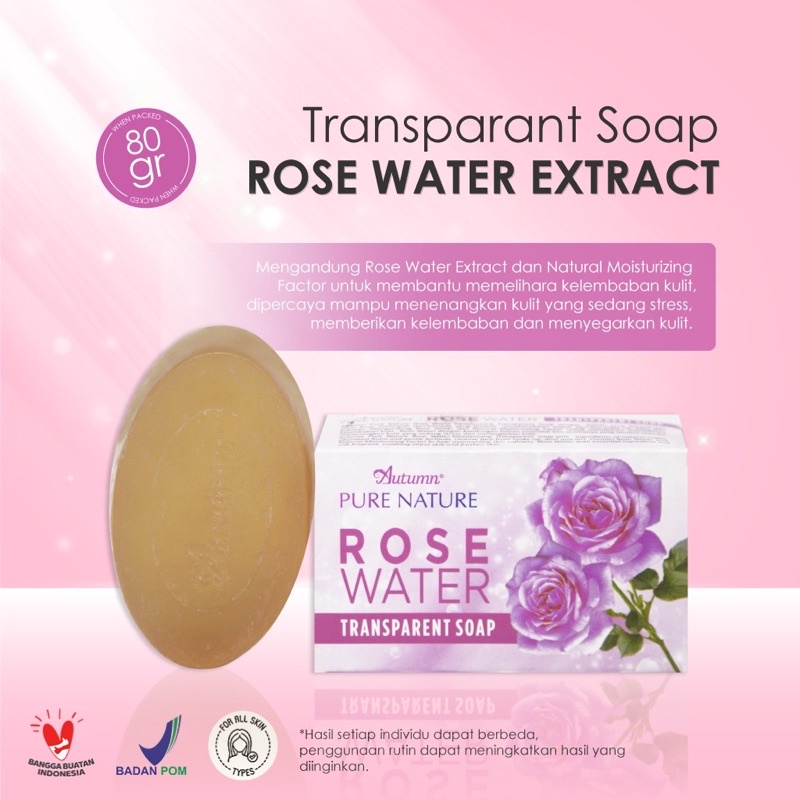 Grosir autumn pure rose water transparan soap