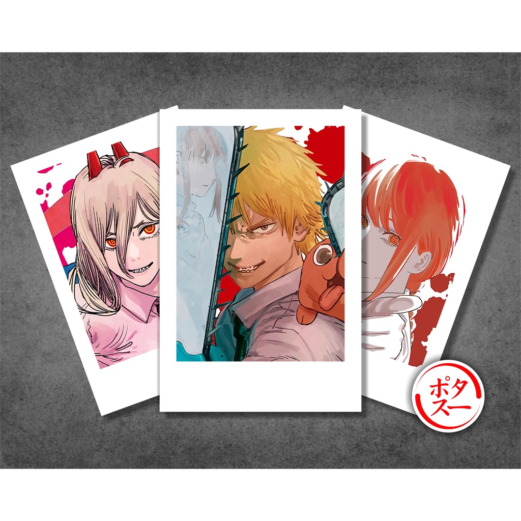 Koleksi Polaroid Anime Chainsaw Man - Denji Power Makima Reze Aki