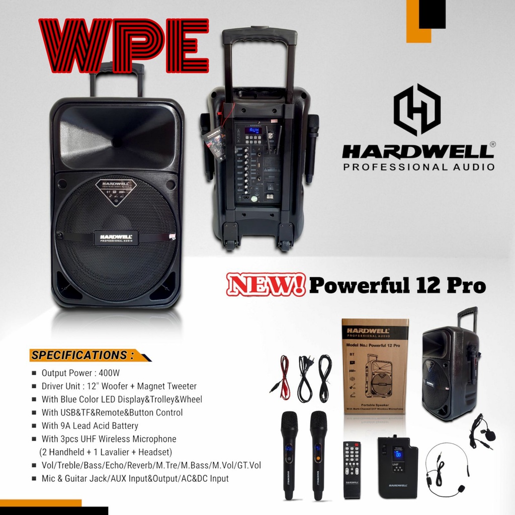 speaker portable hardwell powerfull 12pro powerfull 12 pro original