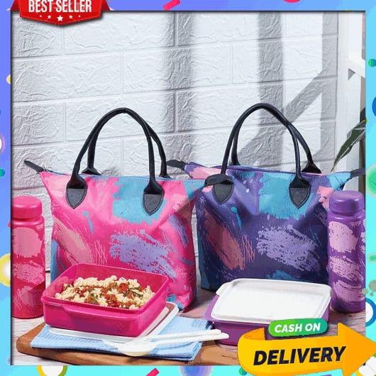 Kotak Makan Anak Anti Makanan Plastik Tas Portable Korea Tk Plus Penny Estetik Tumpah Minimalis Set 