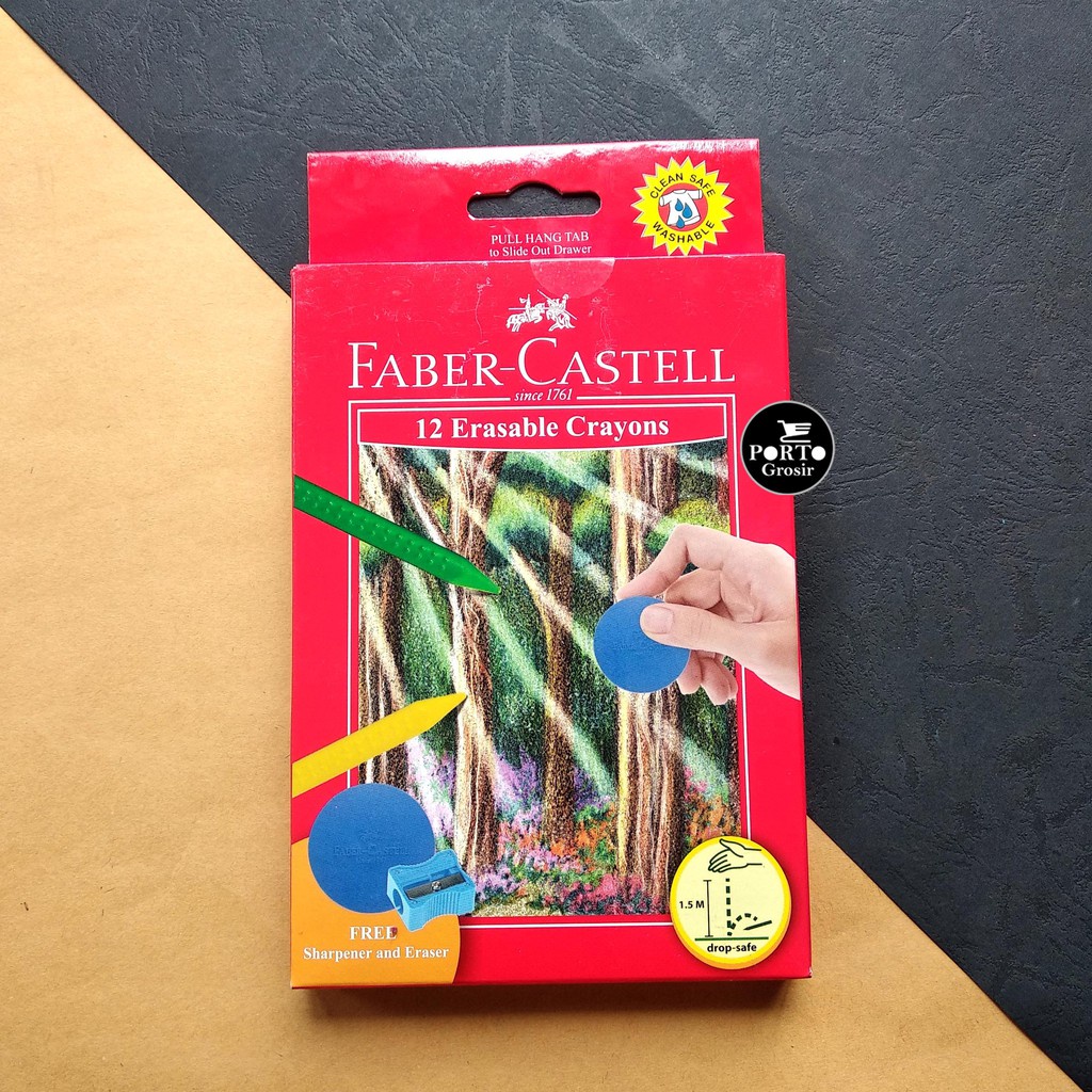 

Faber Castell 12 Erasable Crayon FREE Sharpener And Eraser Krayon Isi 12 GRATIS Ori