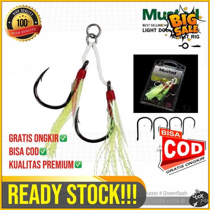 Mustad Light Double Jigging Assist Rig | J-Assst 4 Greenflash Hook