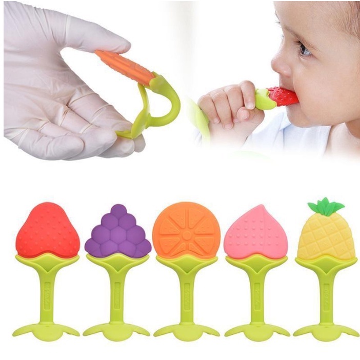 Teether Bahan Silikon | Baby Fruit Teether Gigitan | Teether Gigitan Bentuk Buah Bahan Silikon BPA Free