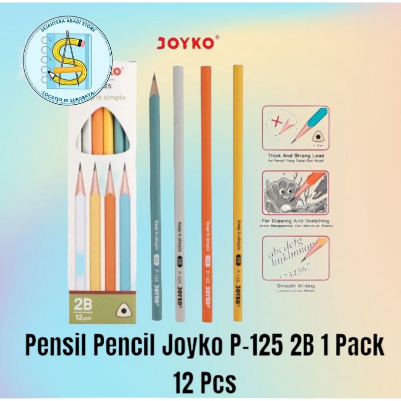 

PENSIL PENCIL JOYKO P-125 2B (1 LUSIN / 12 PCS) MODEL SEGITIGA