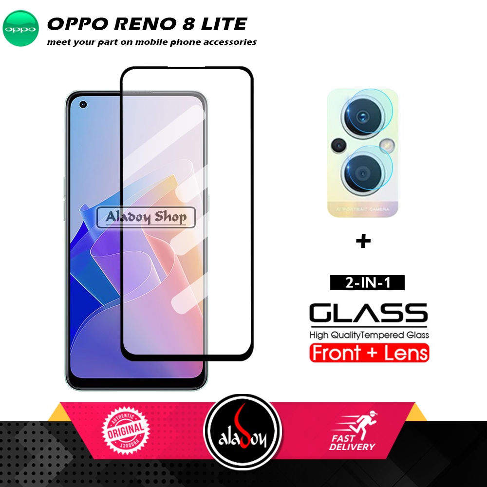 PAKET 2 IN 1 Tempered Glass Layar Oppo Reno 8 Lite + Tempered Glass Camera