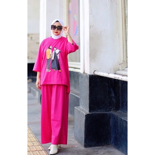 ONE SET WANITA VIRAL / setelan viral / one set oversize