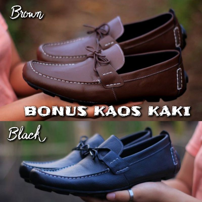 sepatu pria slip on hitam