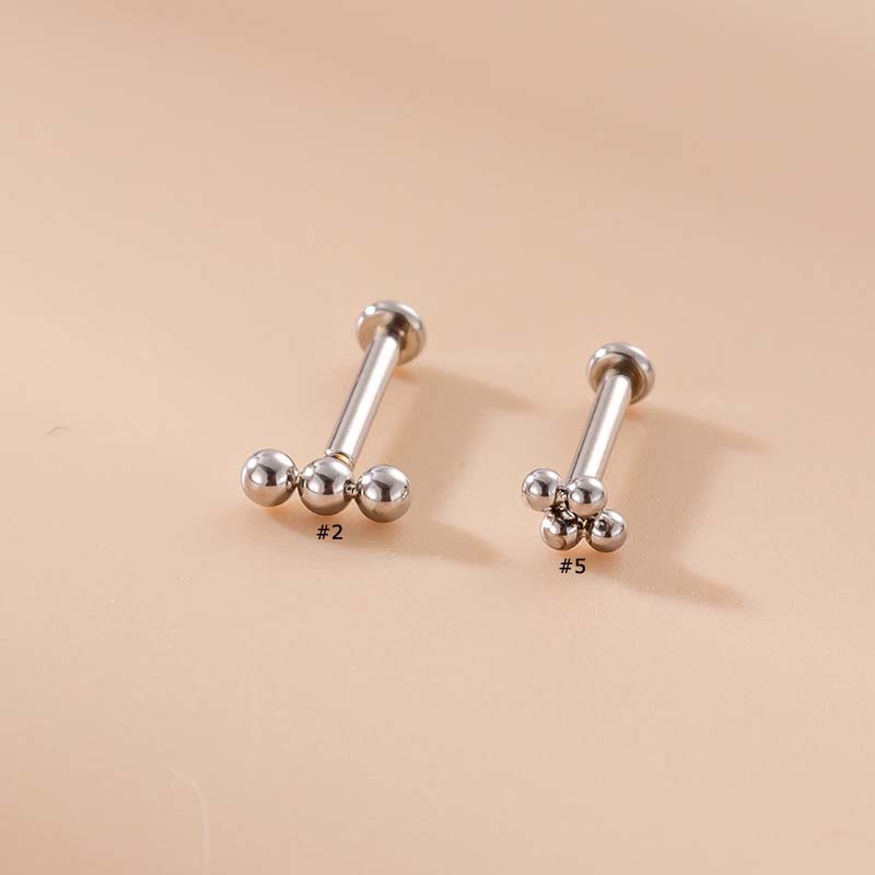 1pc Anting Tindik Bibir 16 Bola Stainless Steel Untuk Priawanita