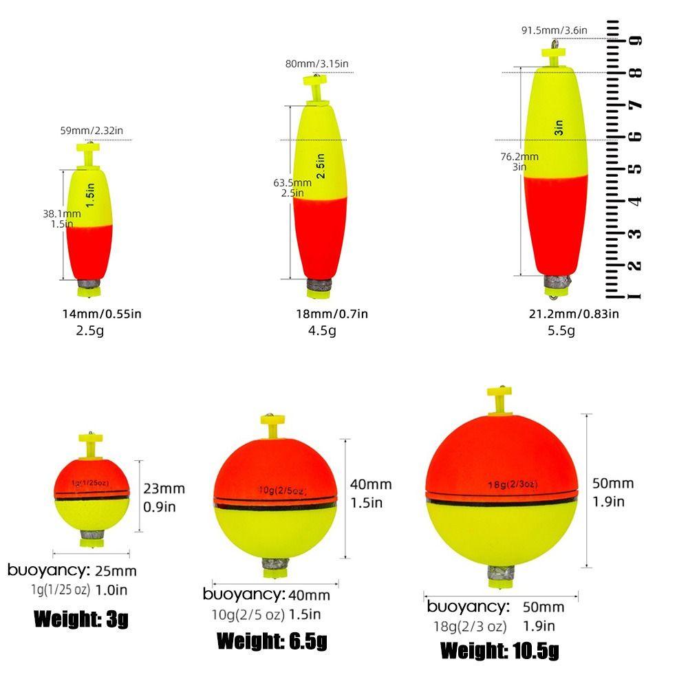 Top 5pcs Pelampung Pancing Laut Merah Pelampung Merah Kuning Kapasitas Bobot Timbel Busa Eva