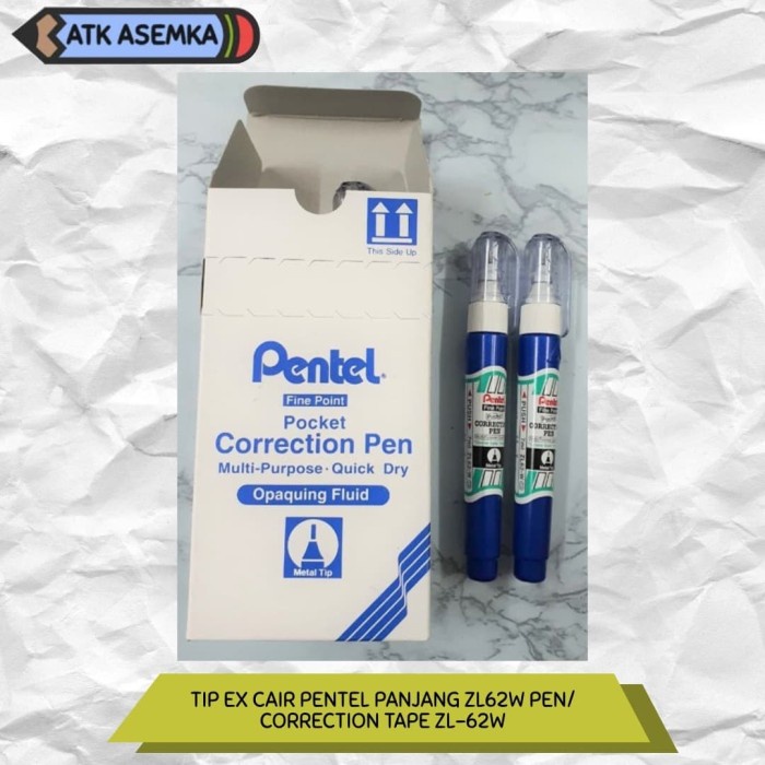 

TIP EX CAIR PENTEL PANJANG ZL62W PEN/ CORRECTION TAPE ZL-62W