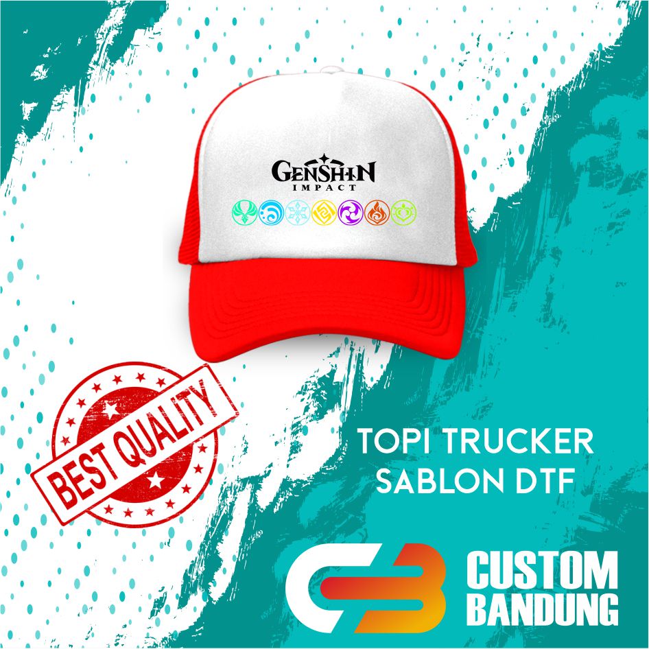 Topi Trucker GENSHIN IMPACT  Pria Wanita Topi Jaring Aura Jala Trucker Cap Bisa Tulis Nama Bisa COD Original High Premium Quality