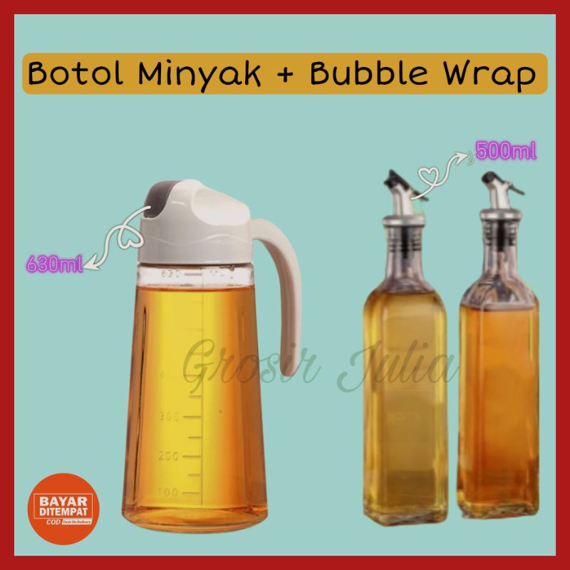 Botol Kaca Minyak Goreng 630ml/Bottle Oil Pot 630ml  Wadah Tempat Penyimpanan Bumbu Dapur Cuka Masak Kecap Asin Manis Dengan Tutup Otomatis