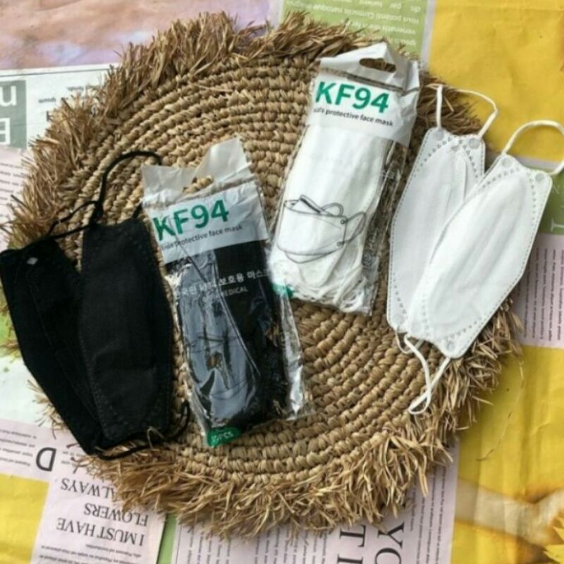 Masker Kf94 Anak isi 10 pcs Polos Hitam dan Putih