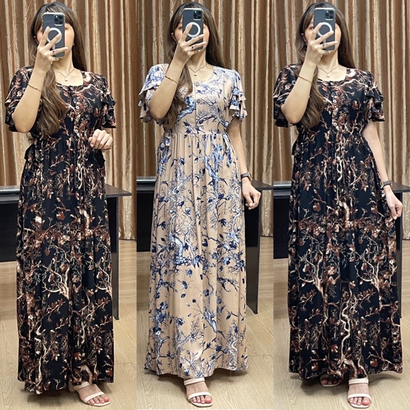 Daster Dress KIMBERLY Long Dress motif Branded Homewear Super Mewah