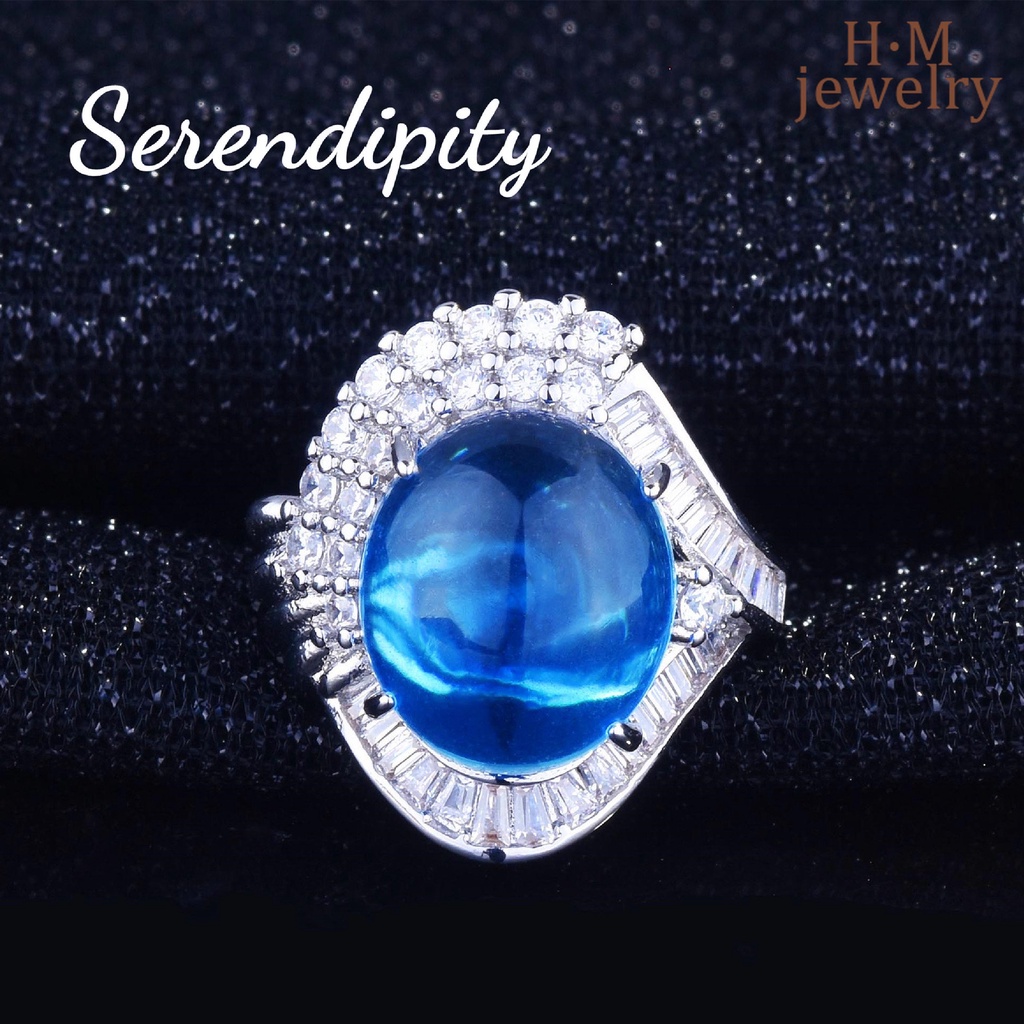 Ornamen Cincin Berlian Sapphire Bentuk Bintang Bulat Bahan Jelly