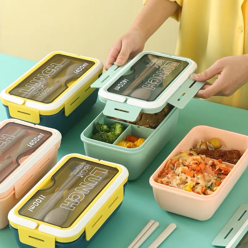 LUNCH BOX KOTAK MAKAN LB B002 - BEKAL MAKAN SEKOLAH KANTOR - FREE SENDOK GARPU