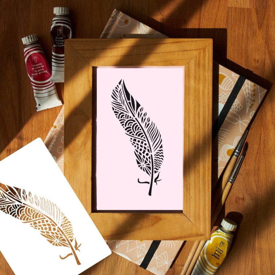 Plastic Stencil - Stensil Dekorasi Motif_FEATHER 01