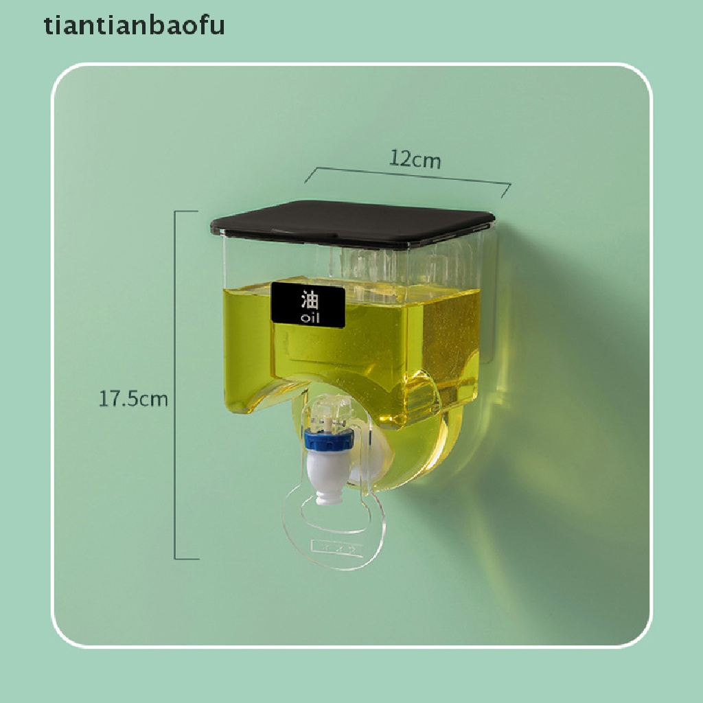 1 Pc Botol Dispenser Minyak Bumbu Cair Bebas Perforasi Model Tempel Dinding Untuk Dapur