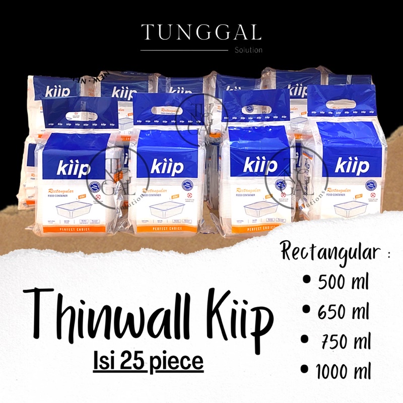 Thinwall Kiip Rectangular - 500 ml, 650 ml, 750 ml, 1000 ml. kotak makan bening, kotak makan transpa