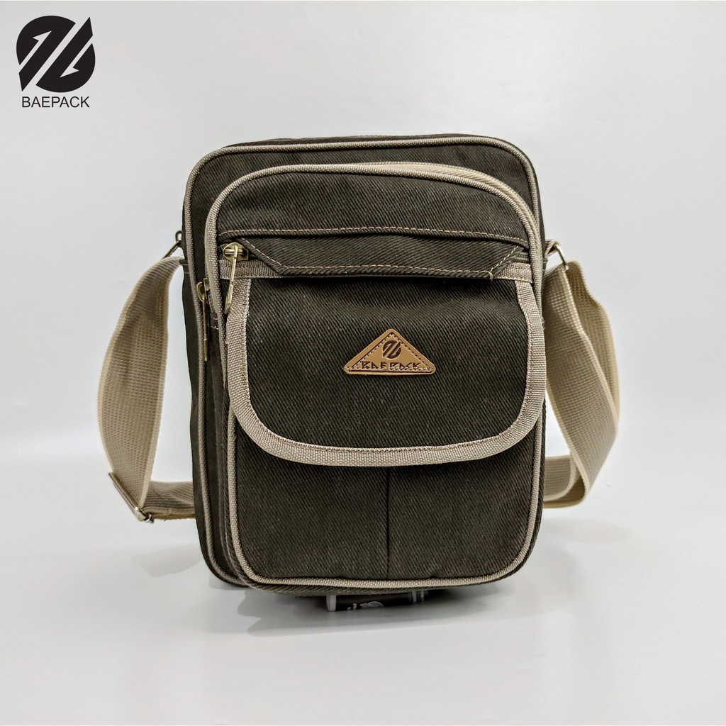 Tas Selempang Kanvas Pria Xenof Hijau Army Original Baepack / Tas Bahu Canvas Cowok  / Tas Selempang Premium Produsen Bandung
