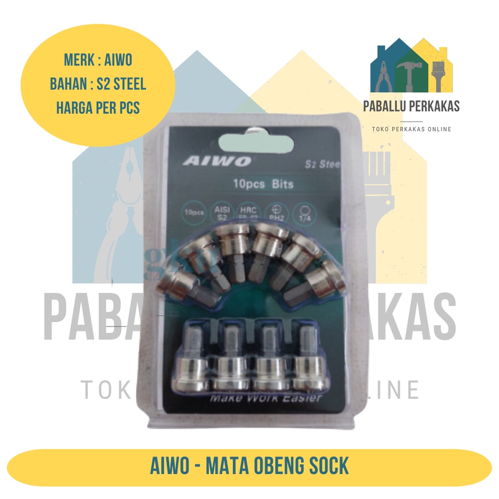 Mata Obeng Sock AIWO / Mata Obeng Sok per PCS / Mata Obeng Socket Satuan