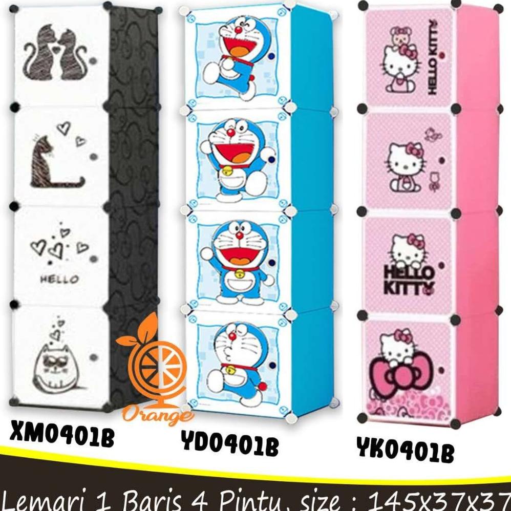 LEMARI PLASTIK LEMARI PORTABLE MINI 4 PINTU IMPORT KARAKTER LEMARI BAJU LEMARI PAKAIN ANAK DAN DEWAS