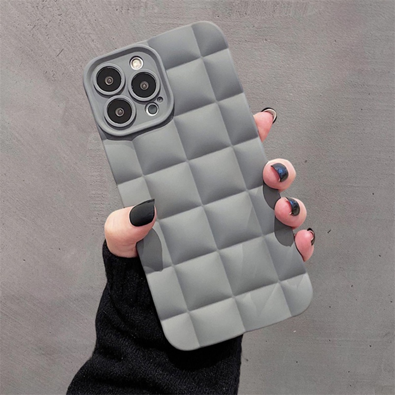 Casing Compatible for iPhone 14 13 12 11 Pro Max iPhone X Xr Xs Max iPhone 7 8 6 6s Plus iPhone 14 Plus Macaron Color Phone Case Fashion Checkered Anti-fall Soft Case Silicone Lens Protection Back Cover