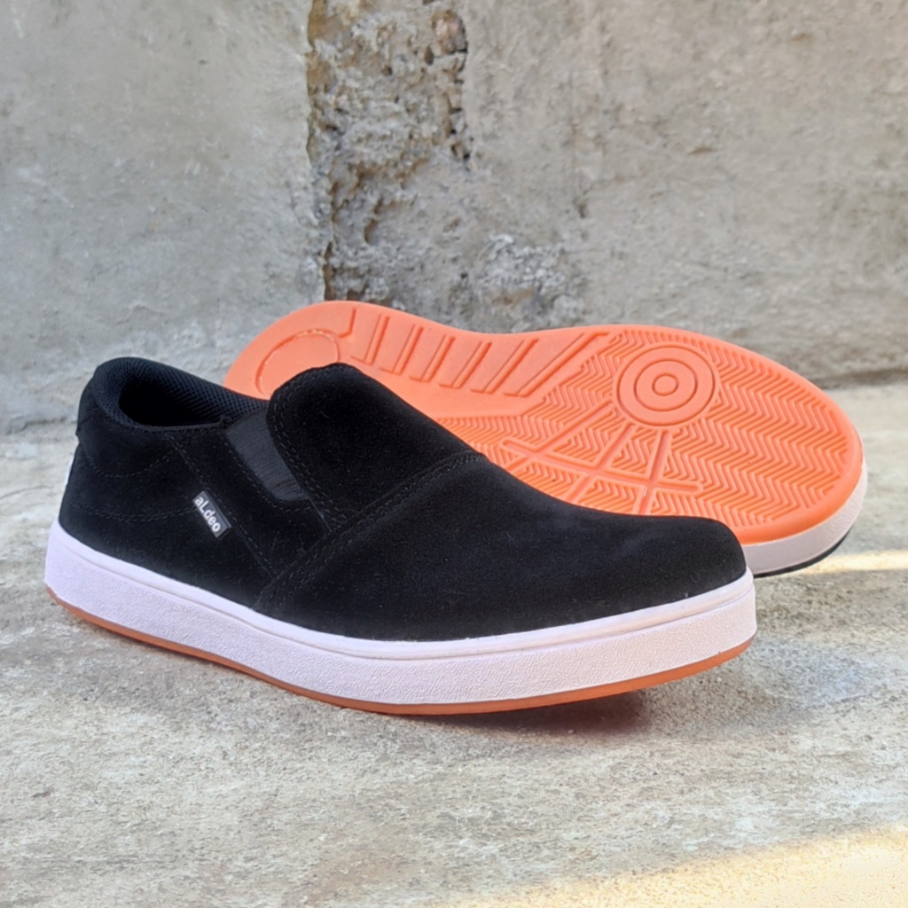 ALDEO H20 Sepatu Pria Casual Slip On Cowok Tanpa Tali Original Lokal Slop Santai Hitam Putih