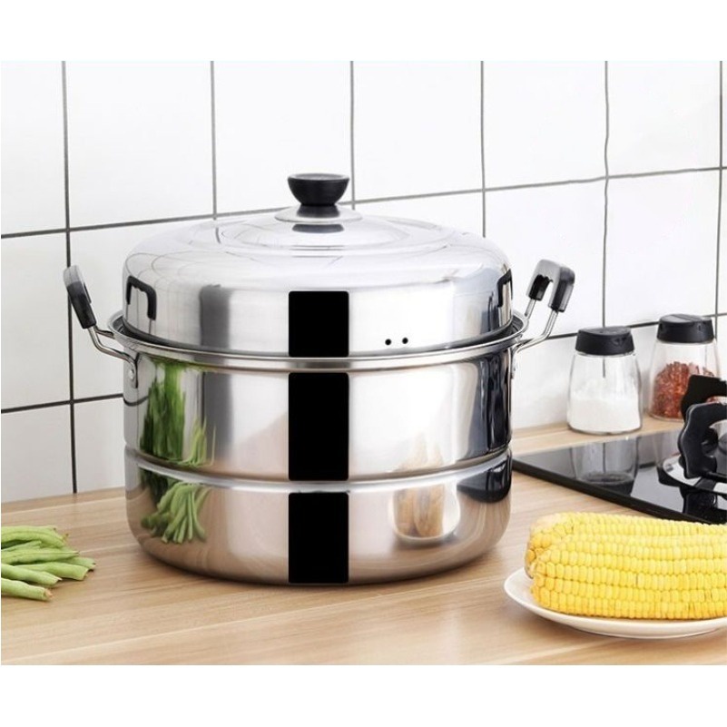 Panci Kukus 2 Susun Double Stainless Steel Panci Rebus Milk Pot Dandang Steamer Cooking ZG-3