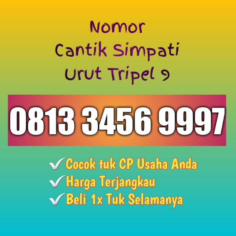 Nomor Cantik simpati Telkomsel 999/ Perdana cantik Telkomsel urut