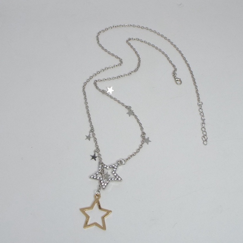 Kalung Multilayer Dengan Liontin Bintang Aksen Berlian Imitasi Untuk Wanita