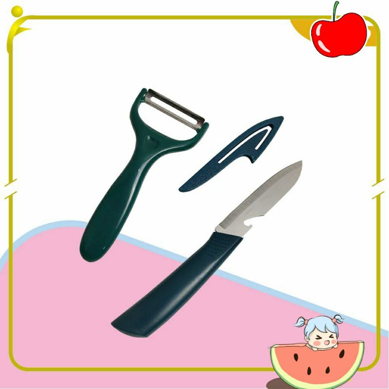~ PIYOSHI08 ~ Pisau Buah Set 2in1 Peralatan Dapur Kitchen Peeler Fruit Knife PD141