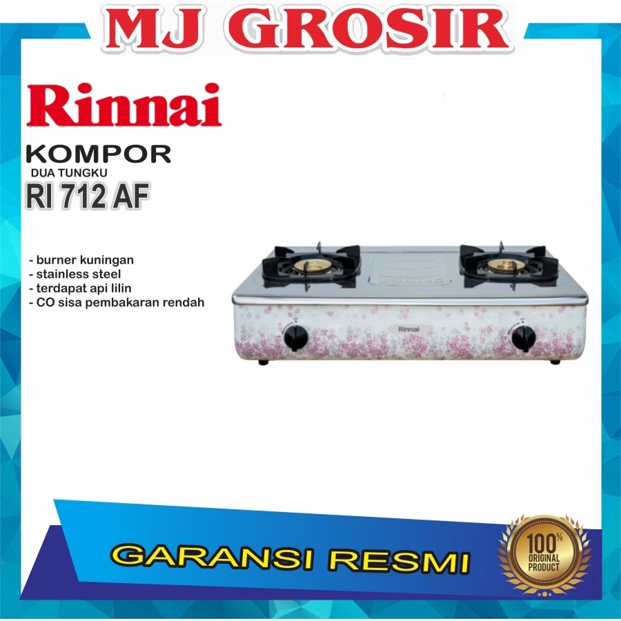 PROMO KOMPOR 2 TUNGKU RINNAI RI 712 AF RI712AF STAINLESS STEEL