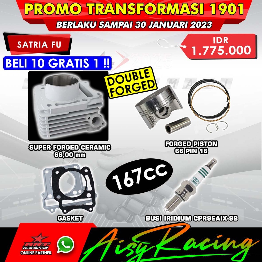 Paket Bore Up BRT Blok Piston Suzuki Satria FU Ceramic 66mm