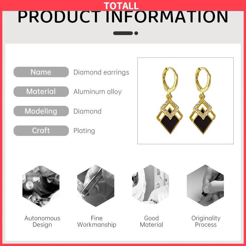 COD Rhombus bentuk minyak Drop anting-anting modis anting-anting High-end-Totall