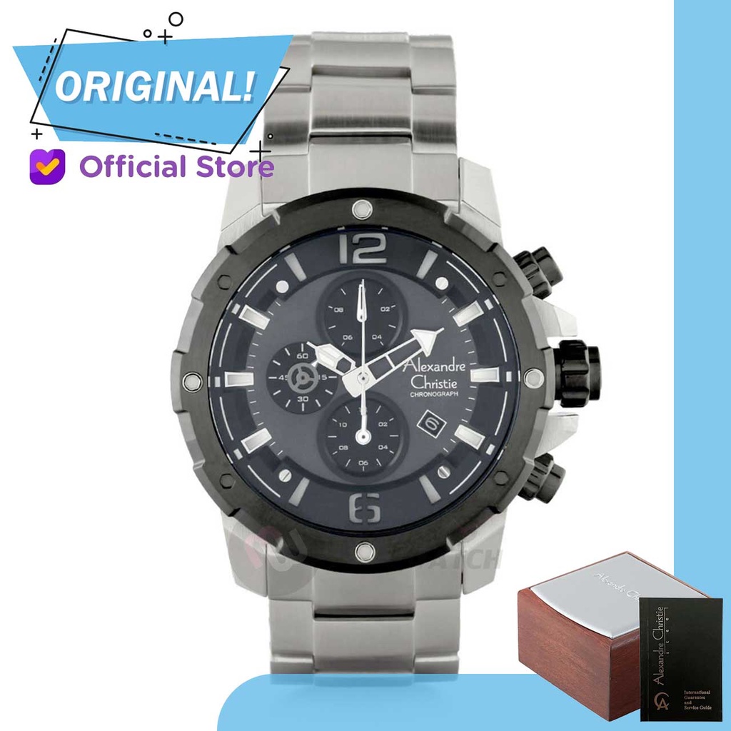 Jam Tangan Pria Analog Alexandre Christie 6410MC AC6410 AC 6410 MC 6410 MCBTBBASL Original Garansi R