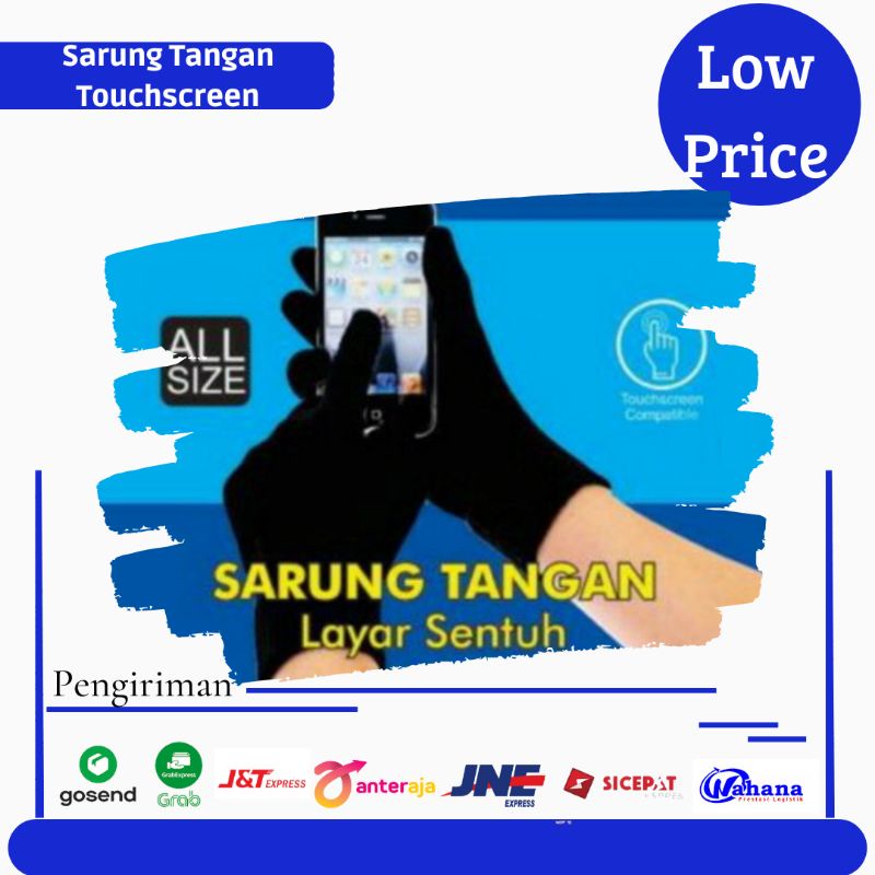 Sarung Tangan Rajut Touchscreen Layar Sentuh Hp Hitam Panjang Bagus